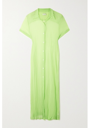 Dries Van Noten - Crinkled Silk-chiffon Midi Shirt Dress - Green - FR34,FR36,FR38,FR40,FR42,FR44
