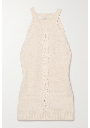 LAFAYETTE 148 - Sequin-embellished Cable-knit Linen-blend Tank - Off-white - x small,small,medium,large,x large,xx large