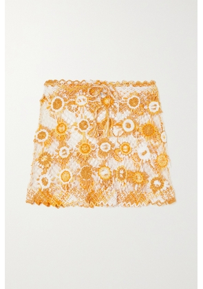 Miguelina - + Net Sustain Telma Crocheted Cotton Mini Skirt - Yellow - XS/S,M/L
