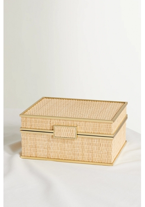 AERIN - Colette Rattan And Gold-tone Jewelry Box - Neutrals - One size