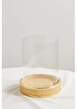 AERIN - Colette Woven Cane, Brass And Glass Candle Holder - Neutrals - One size