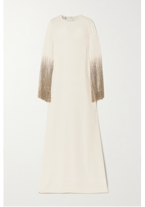 Oscar de la Renta - Fringed Embellished Silk-blend Gown - Ivory - x small,small,medium,large,x large