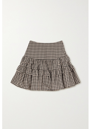 Molly Goddard - Tiered Ruffled Gingham Cotton-poplin Mini Skirt - Black - UK 6,UK 8,UK 10,UK 12,UK 14,UK 16
