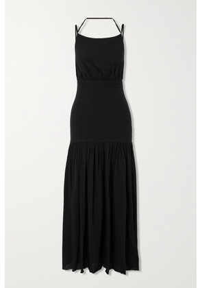 BASSIKE - + Net Sustain Open-back Paneled Organic-cotton Jersey Maxi Dress - Black - 0,1,2,3,4