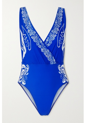 La DoubleJ - Hazzard Wrap-effect Printed Swimsuit - Blue - xx small,x small,small,medium,large,x large,xx large