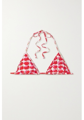La DoubleJ - Printed Triangle Bikini Top - Red - xx small,x small,small,medium,large,x large,xx large