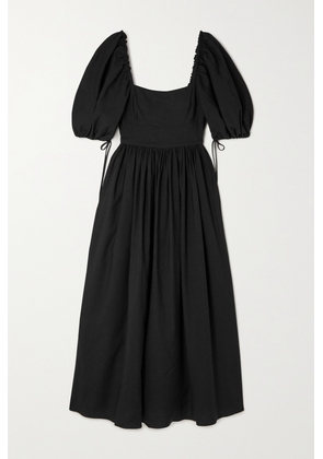 Matteau - Gathered Stretch-linen And Lyocell-blend Maxi Dress - Black - 1,2,3,4,5