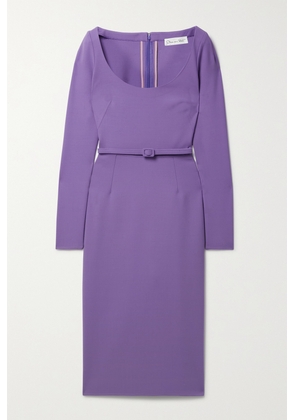 Oscar de la Renta - Belted Wool-blend Crepe Dress - Purple - US0,US2,US4,US6,US8,US10,US12,US14