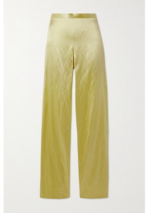 The Row - Rogina Metallic Crinkled Cotton And Silk-blend Satin Wide-leg Pants - Yellow - US0,US2,US4,US6,US8,US10,US12
