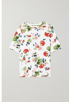 Erdem - Sofia Flora-print Cotton-jersey Top - White - small,medium,large,x large