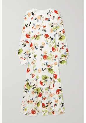 Erdem - Leigh Floral-print Silk Crepe De Chine Midi Dress - White - UK 6,UK 8,UK 10,UK 12,UK 14,UK 16,UK 18,UK 20,UK 22