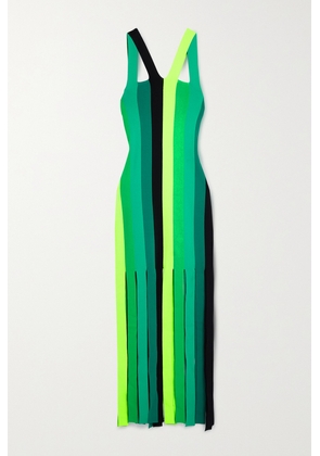 Christopher John Rogers - Striped Fringed Stretch-knit Maxi Dress - Green - x small,small,medium,large,x large