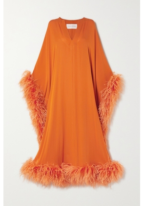 Valentino Garavani - Feather-trimmed Draped Crepe Gown - Orange - IT42,IT44,IT48