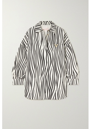 Valentino Garavani - Oversized Embellished Zebra-print Silk-faille Shirt - Animal print - IT36,IT38,IT40,IT42,IT44,IT46