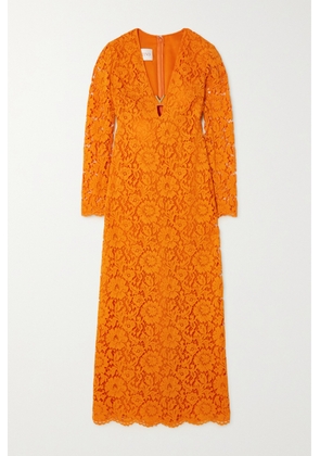Valentino Garavani - Embellished Corded Lace Midi Dress - Orange - IT36,IT38,IT40,IT42,IT44