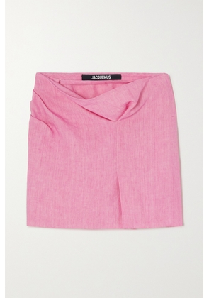 Jacquemus - Cutout Draped Linen Mini Skirt - Pink - FR32,FR34,FR36,FR38,FR40,FR42,FR44,FR46