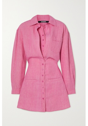 Jacquemus - Baunhilha Layered Linen Mini Shirt Dress - Pink - FR32,FR34,FR36,FR38,FR40,FR42,FR44,FR46