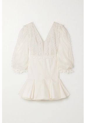 Rime Arodaky - Oia Backless Silk-organza, Grain De Poudre And Broderie Anglaise Cotton Mini Dress - White - FR34,FR36,FR38,FR40,FR42,FR44