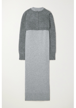Sacai - Layered Ribbed Wool And Mohair-blend Maxi Dress - Gray - 1,2,3,4