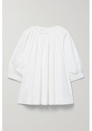 Co - Gathered Cotton-blend Blouse - White - x small,small,medium,large,x large