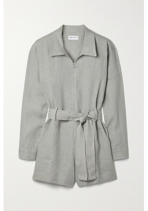 Rivet Utility - + Net Sustain Trendsetter Belted Linen Playsuit - Gray - x small,small,medium,large,x large