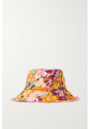Zimmermann - Frayed Printed Linen Bucket Hat - Pink - One size