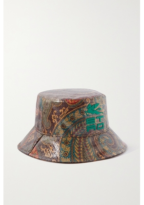 Etro - Appliquéd Paisley-print Shell Bucket Hat - Burgundy - 56,57,58