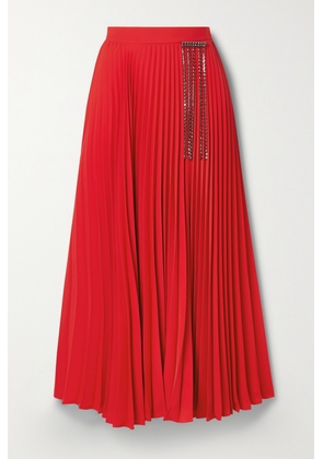 CHRISTOPHER KANE - Crystal-embellished Pleated Crepe Midi Skirt - Red - IT38,IT40,IT42,IT44,IT46,IT48