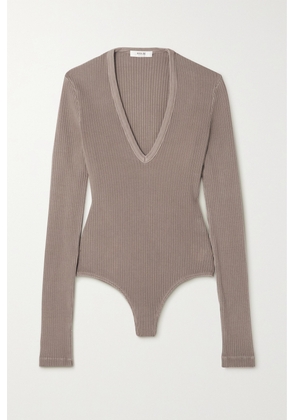 AGOLDE - Tavi Ribbed Stretch Organic Cotton Bodysuit - Neutrals - x small,small,medium,large,x large