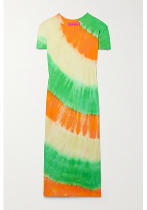 The Elder Statesman - Tri Void Tie-dyed Cotton And Cashmere-blend Jersey Midi Dress - Green - x small,small,medium,large
