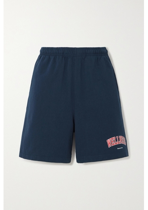 Sporty & Rich - Wellness Ivy Printed Cotton-jersey Shorts - Blue - xx small,x small,small,medium,large,x large