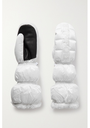 Bogner - Sabina Fleece And Leather-trimmed Quilted Padded Ski Mittens - White - 6.5,7,7.5,8