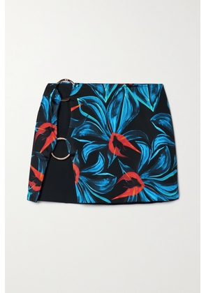 Louisa Ballou - Embellished Floral-print Recycled Stretch-jersey Mini Skirt - Blue - x small,small,medium,large,x large