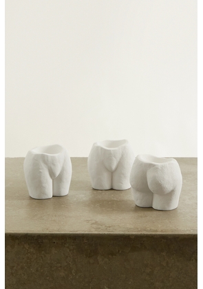 Anissa Kermiche - Rock Bottom Set Of Three Ceramic Tea Light Holders - White - One size
