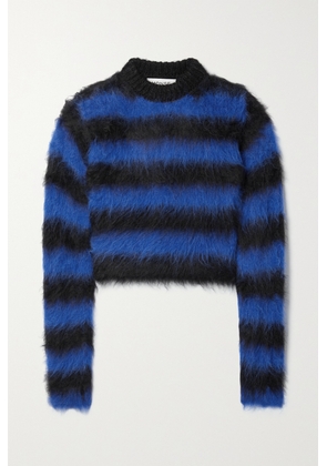 MONSE - Cropped Striped Alpaca-blend Sweater - Blue - x small,small,medium,large,x large