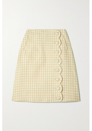 Lisa Marie Fernandez - Scalloped Checked Cotton-blend Bouclé-jacquard Skirt - Yellow - 0,1,2,3,4