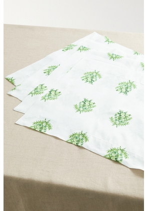 Emilia Wickstead - Set Of Four Printed Linen Placemats - Green - One size