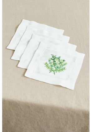Emilia Wickstead - Set Of Four Printed Linen Napkins - Green - One size