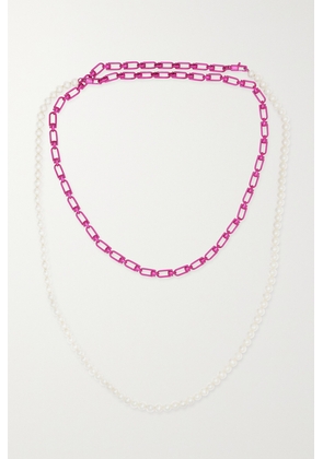 EÉRA - White Gold, Silver And Pearl Necklace - Pink - One size