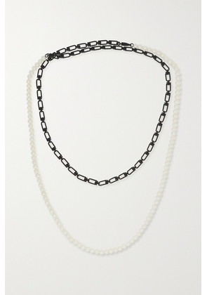 EÉRA - White Gold, Silver And Pearl Necklace - Black - One size