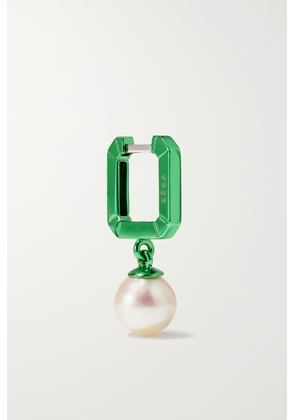 EÉRA - White Gold Pearl Single Earring - Green - One size
