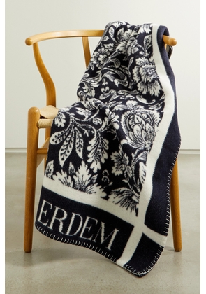 Erdem - Intarsia Merino Wool And Cashmere-blend Blanket - Blue - One size