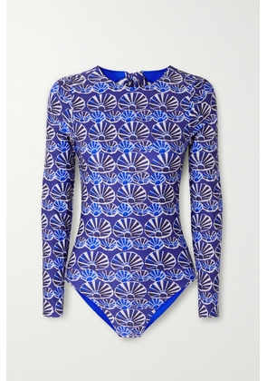 La DoubleJ - Open-back Printed Bodysuit - Blue - x small,small,medium,large,x large