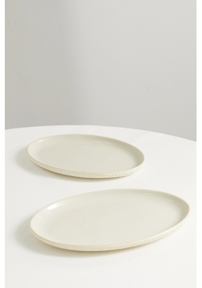 MARLOE MARLOE - + Net Sustain Set Of Two Glazed Ceramic Dinner Plates - Ecru - One size