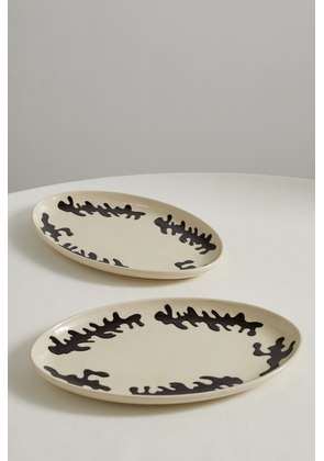 MARLOE MARLOE - + Net Sustain Set Of Two Glazed Ceramic Dinner Plates - Ecru - One size