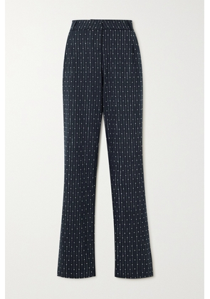 Coperni - Crystal-embellished Pleated Crepe And Wool-blend Straight-leg Pants - Blue - FR34,FR36,FR38,FR40,FR42,FR44