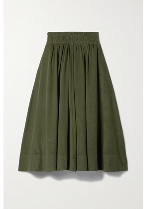 Suzie Kondi - Kyria Gathered Cotton-corduroy Midi Skirt - Green - x small,small,medium,large,x large