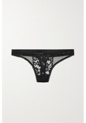 ELSE - Petunia Stretch-mesh And Corded Lace Thong - Black - x small,small,medium,large