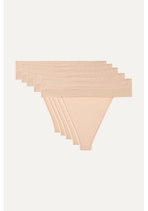 QUO ACTIVE - Set Of Five Stretch-jersey Thongs - Neutrals - One size