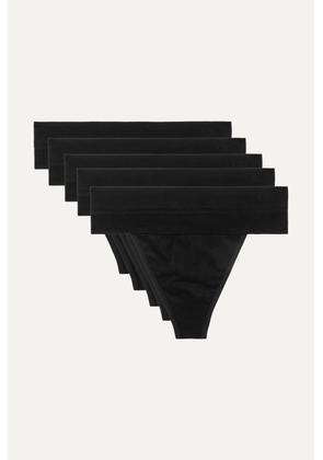 QUO ACTIVE - Set Of Five Stretch-jersey Thongs - Black - One size